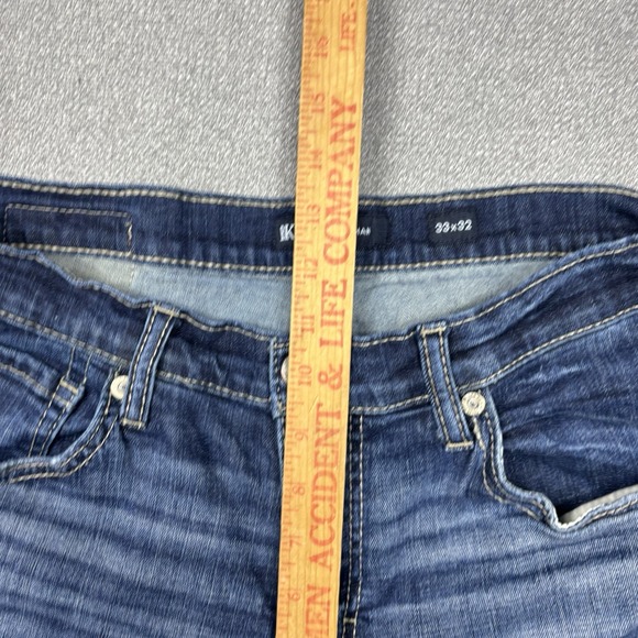 BKE Ethan Straight Fit Jeans Mens 33x32 Blue Whiskered Denim Medium Wash - Picture 4 of 9